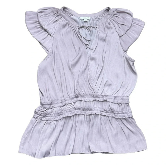 Anthropologie Current Air Tessa top. Layered sleeves, cinched waist. Lavendar M - Picture 2 of 10